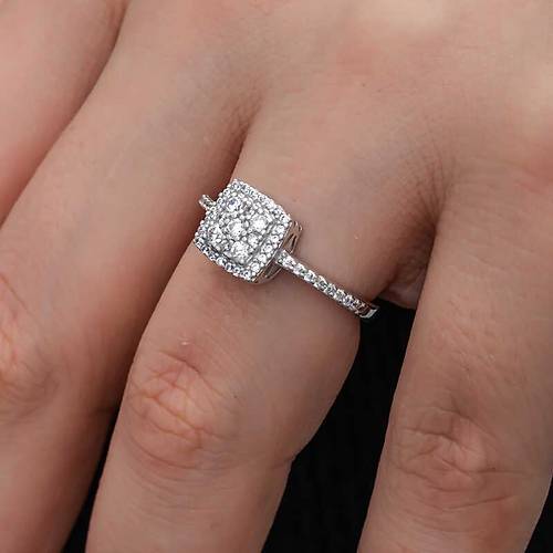 G�m�� Kare Zirkon Ta�l� Kad�n Y�z�k