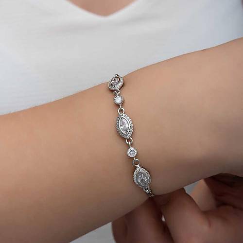 G�m�� Mekik Zirkon Ta�l� Kad�n Bileklik