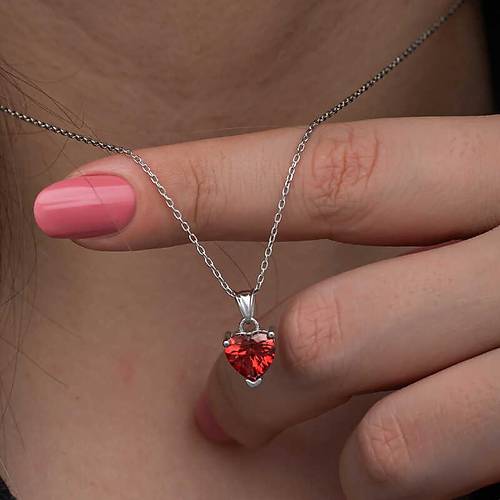 G�m�� K�rm�z� Ta�l� Kalpli Kad�n Kolye
