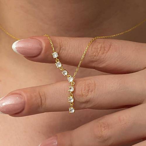 Gm Zirkon Sra Tal Gold Kadn Kolye