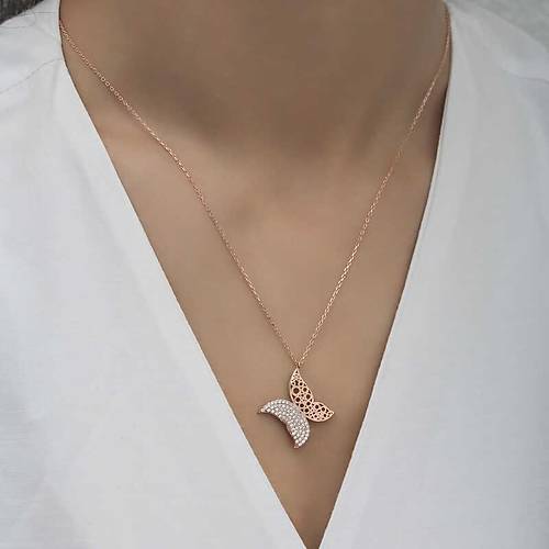 Gm Rose Kelebek Kadn Kolye