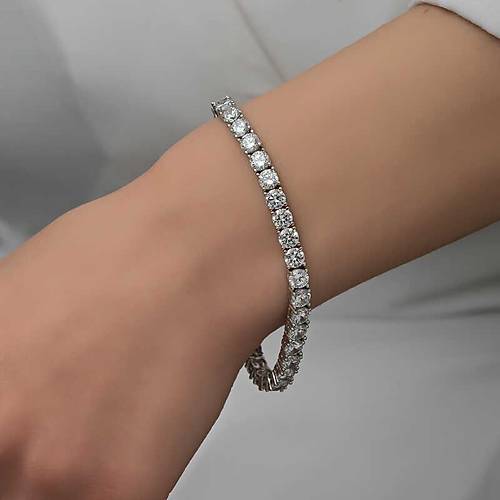 G�m�� 2.5 mm Beyaz Ta�l� Su Yolu Kad�n Bileklik