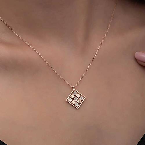 G�m�� Rose D�rtgen Zirkon Ta�l� Kad�n Kolye