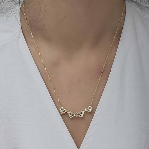 G�m�� Gold Kalpli A��labilen Yonca Kad�n Kolye