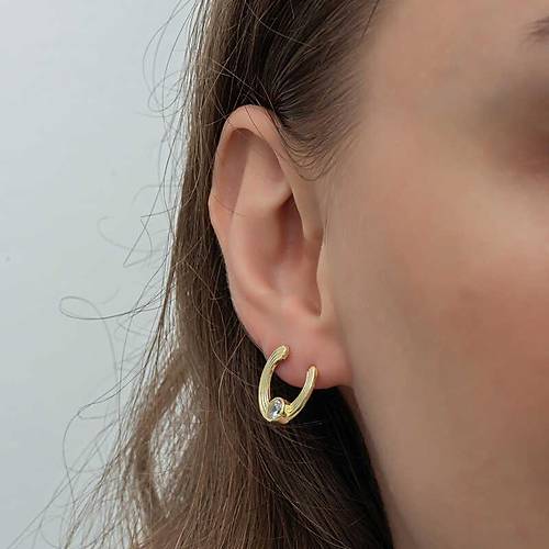 G�m�� Gold Tekta� Halka Kad�n �ivili K�pe