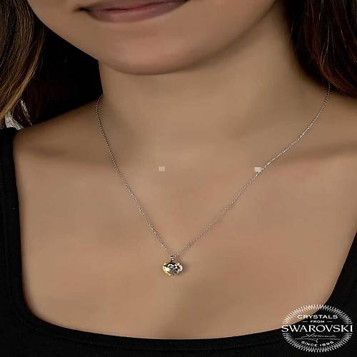 Swarovski Crystal Ta�l� G�m�� Kalp Kad�n Kolye