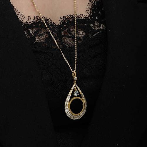 G�m�� Gold Kaplama Damla �eyrek Tak�labilen Kad�n Kolye