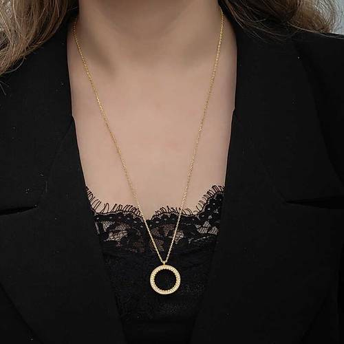 G�m�� Gold Kaplama Yuvarlak �eyrek Alt�n Tak�labilen Kad�n Kolye