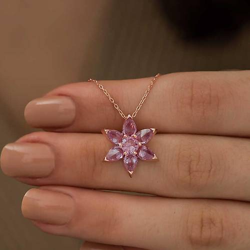 G�m�� Rose Pembe �i�ek Kolye