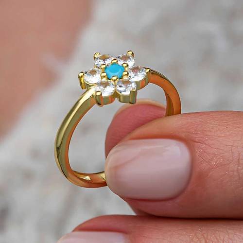 Gm Mavi Tal Gold iek Kadn Yzk