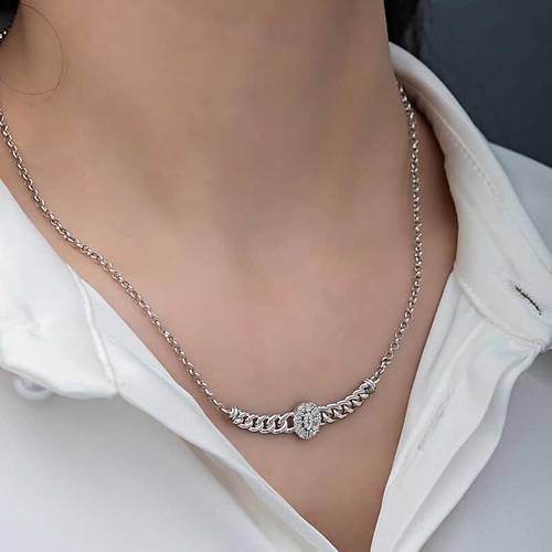 G�m�� Gurmet Zincirli Oval Baget Ta�l� Kad�n Kolye