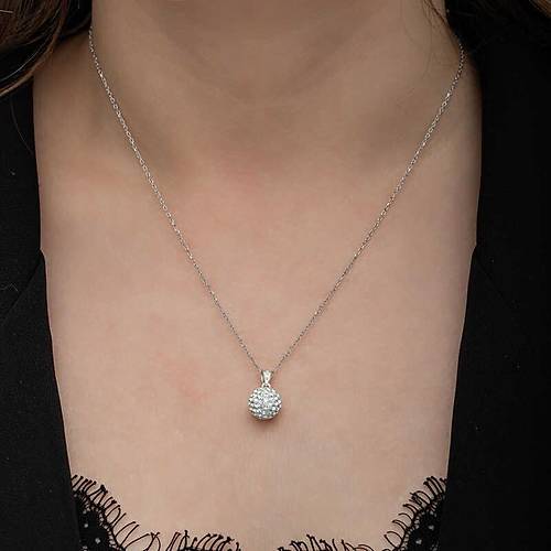 G�m�� Beyaz Kristal Ta�l� Kad�n Kolye