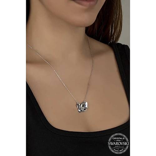Swarovski Crystal Ta�l� Ku�u G�m�� Kad�n Kolye