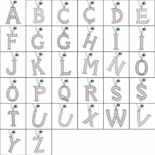 G�m�� Nazar Rodyum N Harfi Kad�n Kolye