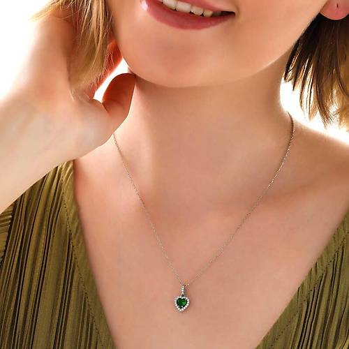 G�m�� Ye�il Ta�l� Kalpli Kad�n Kolye