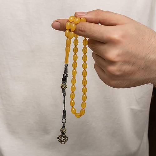 G�m�� Kazaz P�sk�ll� S�kma Kehribar Tesbih