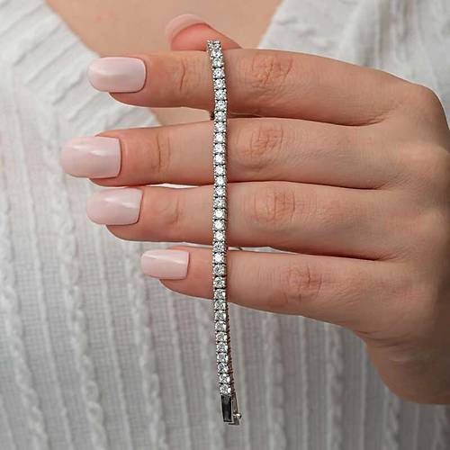 G�m�� 3.5 mm Beyaz Ta�l� Su Yolu Kad�n Bileklik