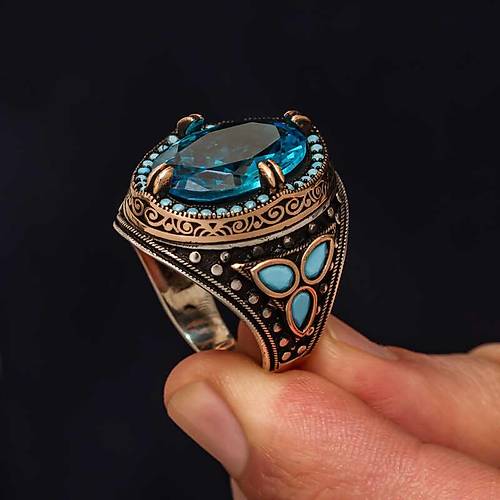 G�m�� Aquamarine Ta�l� Erkek Y�z�k