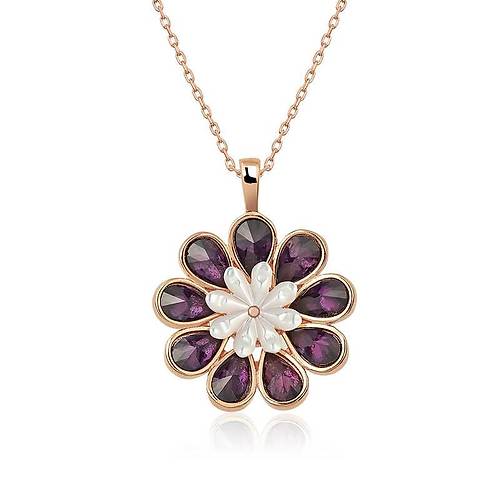 Gm Rose Erguvan iei Kolye