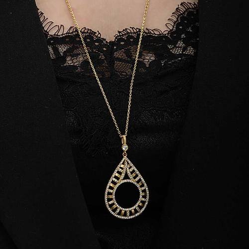 G�m�� Gold Kaplama Damla �eyrek Tak�labilen Kad�n Kolye