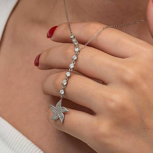 Gm Sral Zirkon Tal Deniz Yldz Kadn Kolye