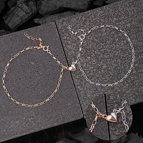 G�m�� Rodyum Rose �ift Kalpli A�k Bileklik