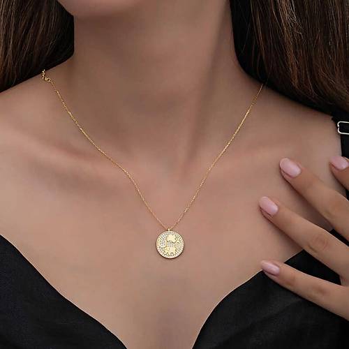 G�m�� Gold Fil Motifli �ans Kad�n Kolye