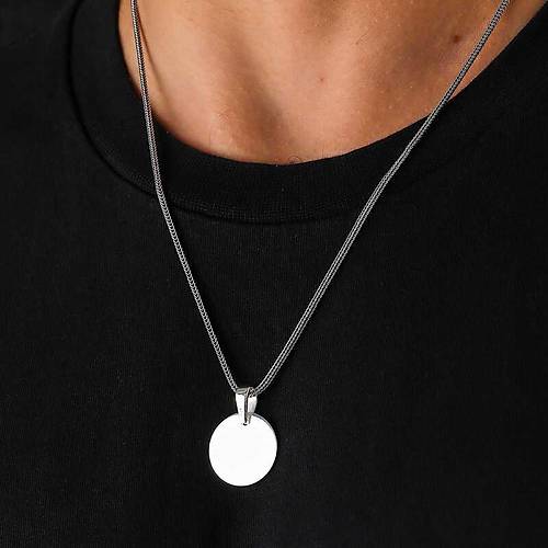 G�m�� Yuvarlak Plaka Kolye