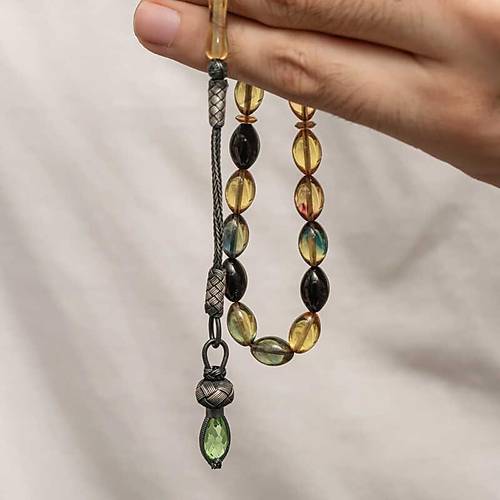 G�m�� 1000 Ayar Kazaz P�sk�ll� S�kma Kehribar Tesbih