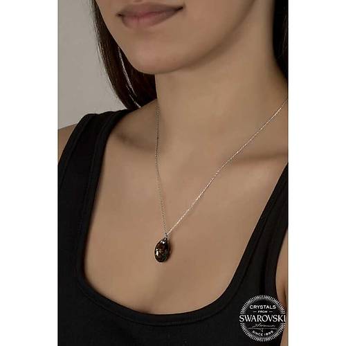 Swarovski Crystal Ta�l� Oval G�m�� Kad�n Kolye