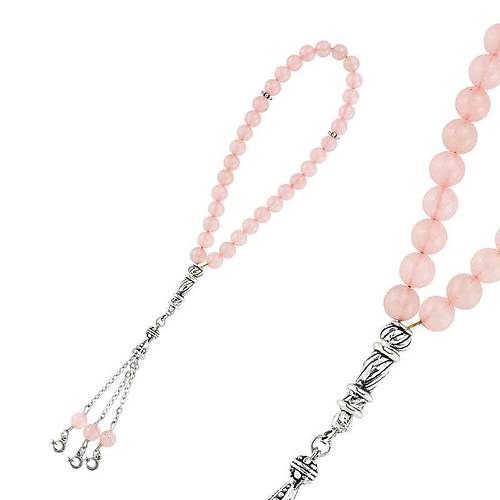 Doalta Metal Pskll Pembe Kuvars Tesbih