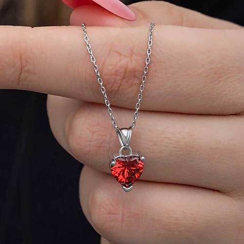 G�m�� K�rm�z� Ta�l� Kalpli Kad�n Kolye