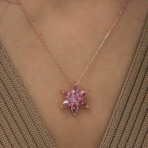 G�m�� Rose Pembe �i�ek Kolye