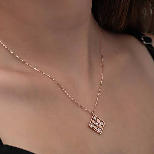 G�m�� Rose D�rtgen Zirkon Ta�l� Kad�n Kolye