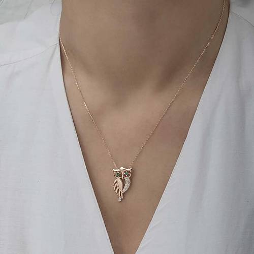 Gm Rose Yeil Gzl Bayku Kadn Kolye