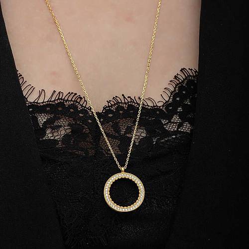 G�m�� Gold Kaplama Yuvarlak �eyrek Alt�n Tak�labilen Kad�n Kolye