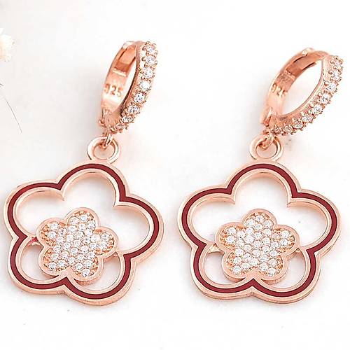 G�m�� Rose Sallant�l� �i�ek Desenli Kad�n K�pe