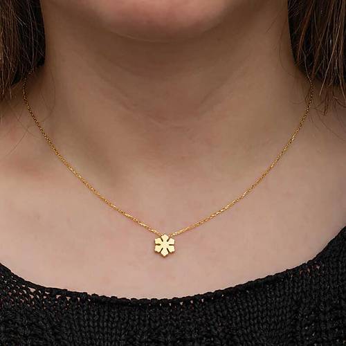 G�m�� Gold Minimal Kar Tanesi Kad�n Kolye