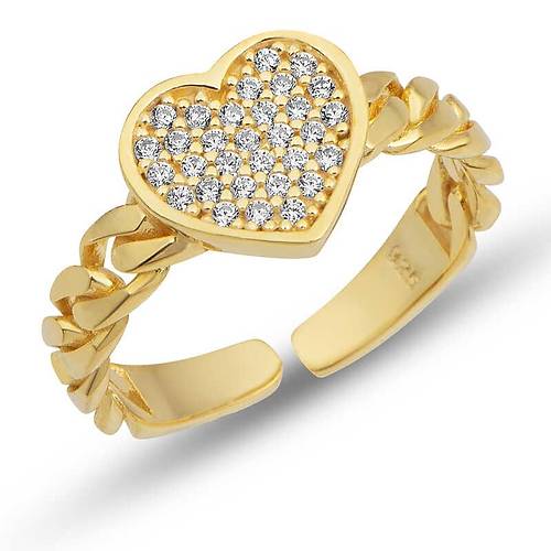 G�m�� Ayarlanabilir Gold Kalpli Kad�n Y�z�k