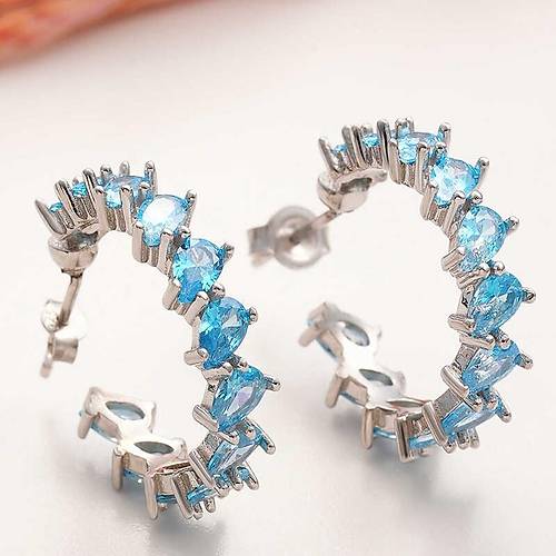 G�m�� Akuamarin Ta�l� Damla �ivili Kad�n K�pe