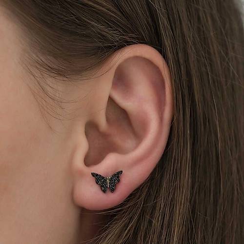 G�m�� Siyah Kelebek K�pe