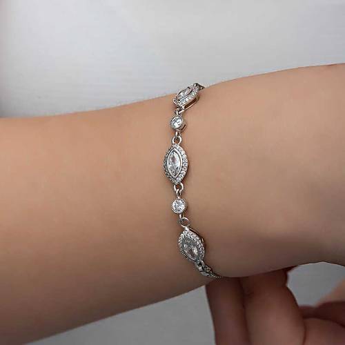 G�m�� Mekik Zirkon Ta�l� Kad�n Bileklik