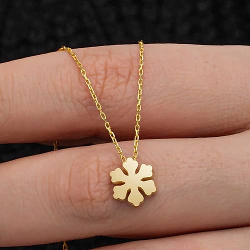 G�m�� Gold Minimal Kar Tanesi Kad�n Kolye