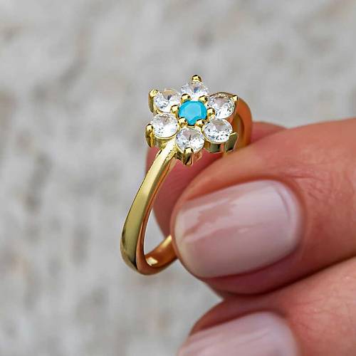 Gm Mavi Tal Gold iek Kadn Set