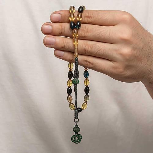 G�m�� Kazaz P�sk�ll� S�kma Kehribar Tesbih