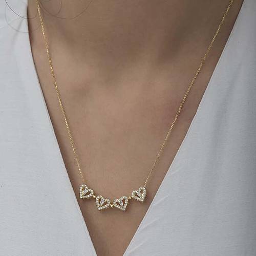 G�m�� Gold Kalpli A��labilen Yonca Kad�n Kolye