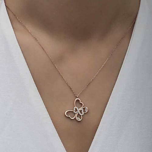 Gm Rose Sonsuzluk Kelebek Kadn Kolye