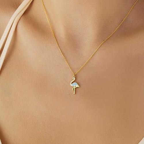 G�m�� Gold Flamingo Kad�n Kolye