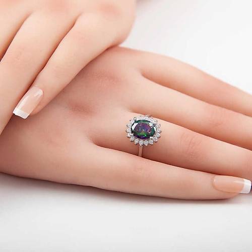 Gm Mistik Topaz Tal Oval Kadn Yzk