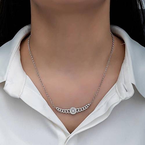 G�m�� Gurmet Zincirli Yuvarlak Baget Ta�l� Kad�n Kolye
